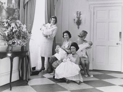 This photograph, depicting four royal women with their newborns, was a gift to the obstetrician who delivered all of the babies within a two-month period in 1964.