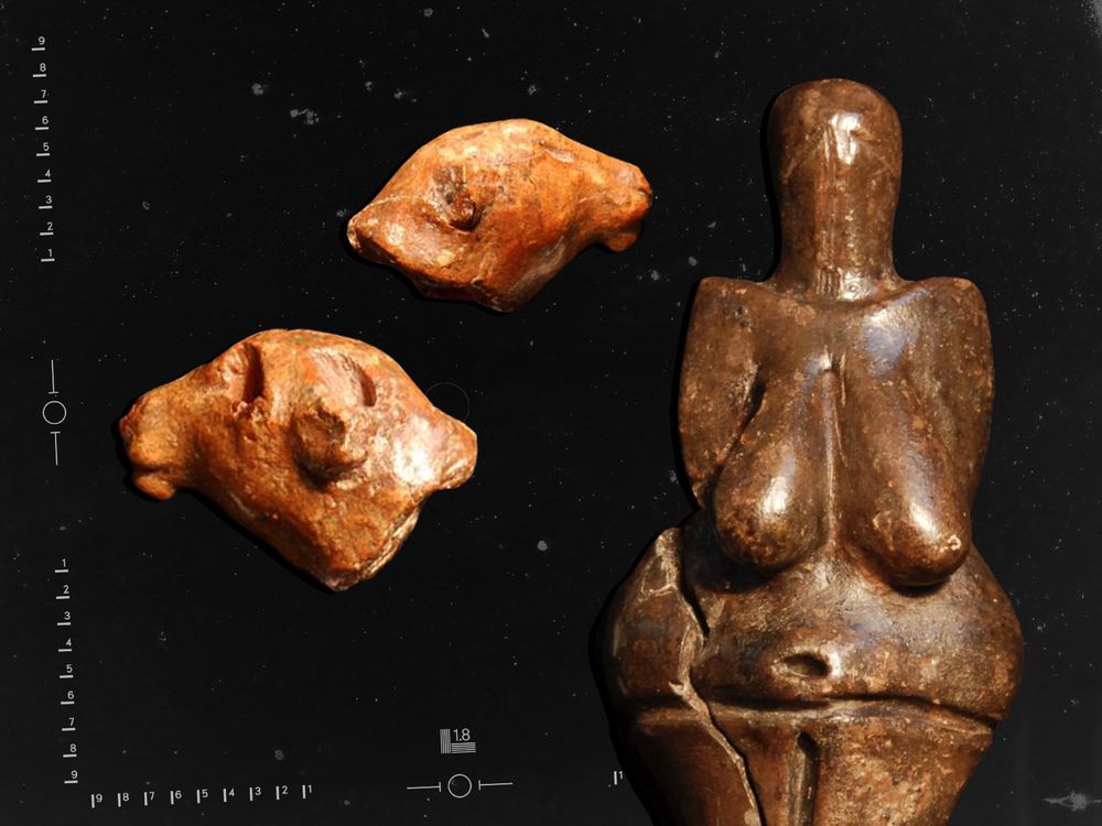 Ancient Lion and Woman Figurine