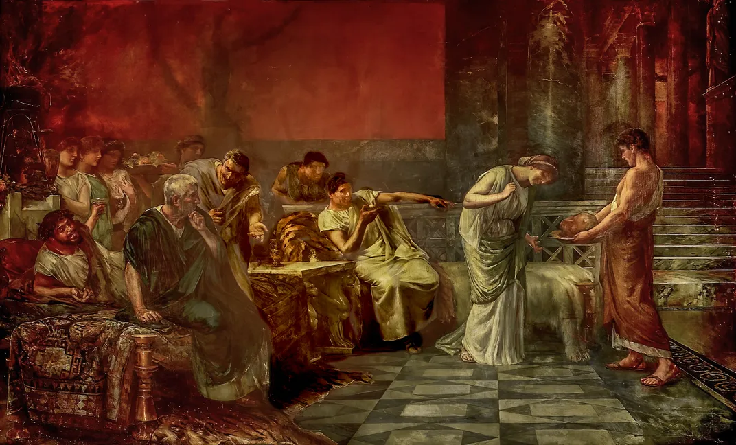 A 19th-century depiction of Fulvia's vengeance on Cicero