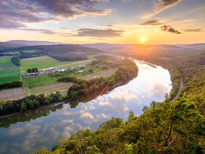 The sun sets over the Susquehanna River in northern Pennsylvania.