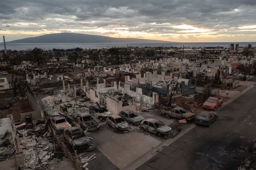 burned neighborhood in Lahaina