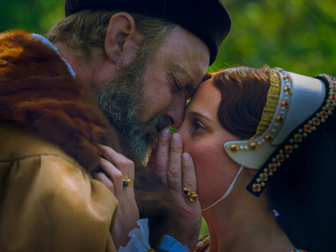 Jude Law as Henry VIII and Alicia Vikander as Catherine Parr in Firebrand​​​​​​​