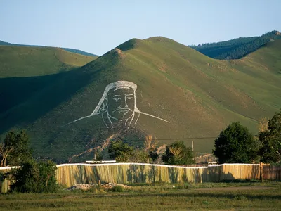 Earthwork Portrait of Genghis Khan