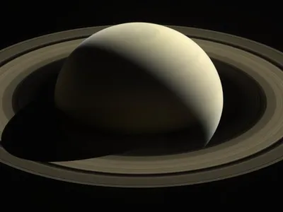 One of Cassini&#39;s last looks at Saturn and its main rings from a distance, produced by combining images taken in October 2016