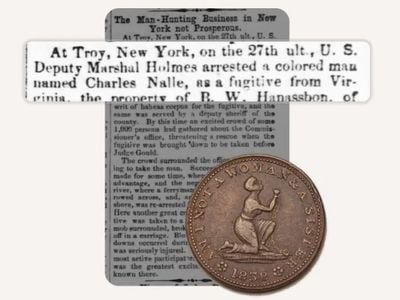 Some of the newspaper articles describe the buying and selling of enslaved people, while others offer rewards for the return of runaways.