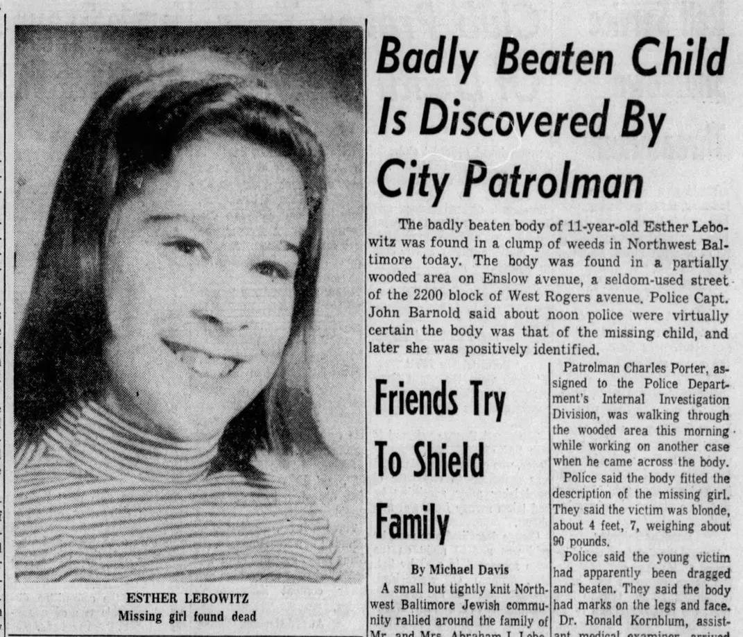 Esther Lebowitz, an 11-year-old girl murdered in September 1969